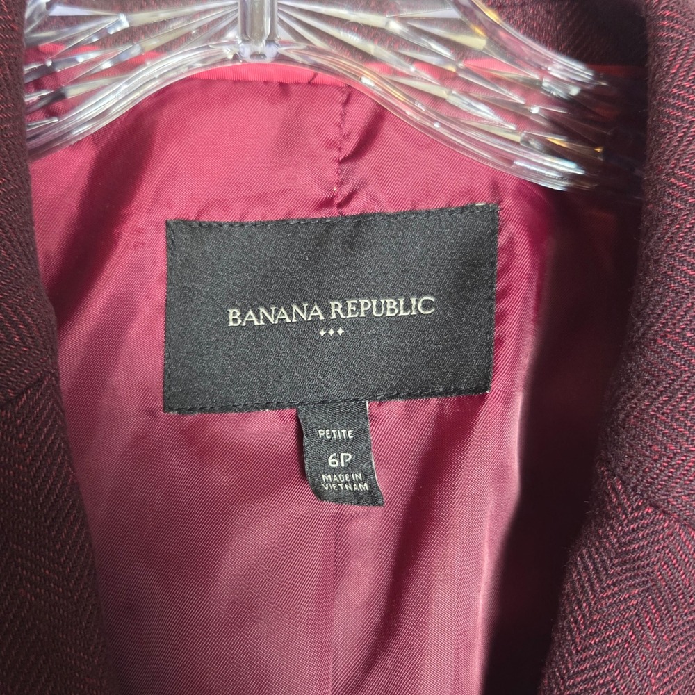 Banana Republic Academy Blazer 6P Ruby Wine Herringbone Dark Academia Officecore - Picture 6 of 10